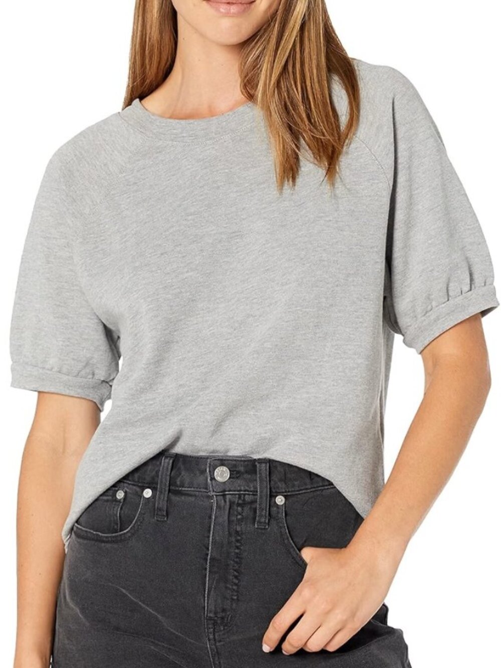 New Madewell Short-Sleeve Gray Sweatshirt, Size Small